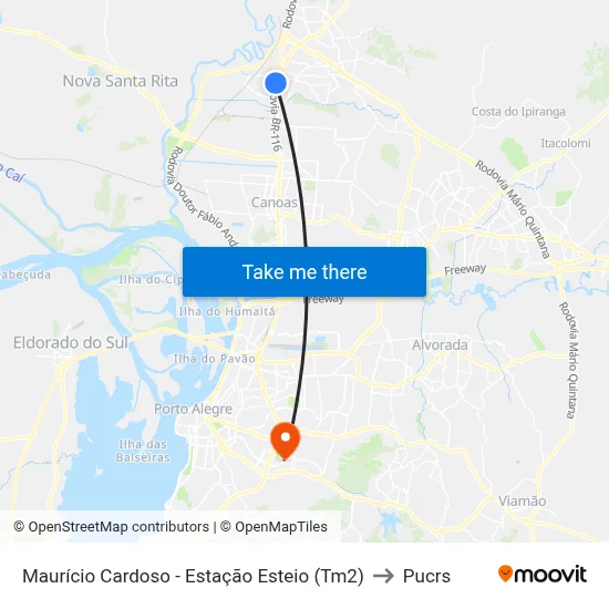 Maurício Cardoso - Estação Esteio (Tm2) to Pucrs map