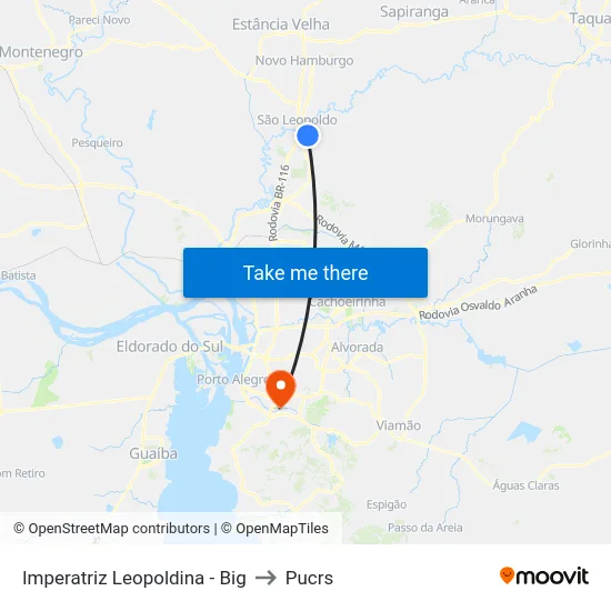 Imperatriz Leopoldina - Big to Pucrs map