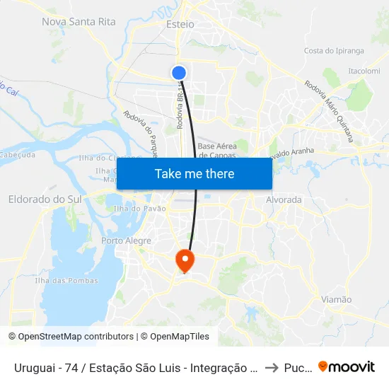 Uruguai - 74 / Estação São Luis - Integração Trem to Pucrs map