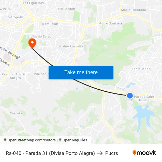 Rs-040 - Parada 31 (Divisa Porto Alegre) to Pucrs map