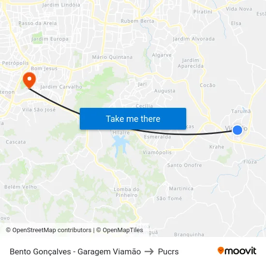 Bento Gonçalves - Garagem Viamão to Pucrs map