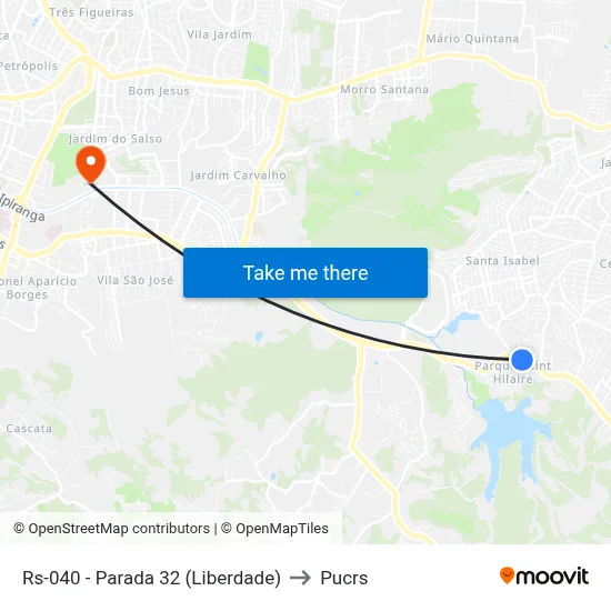 Rs-040 - Parada 32 (Liberdade) to Pucrs map