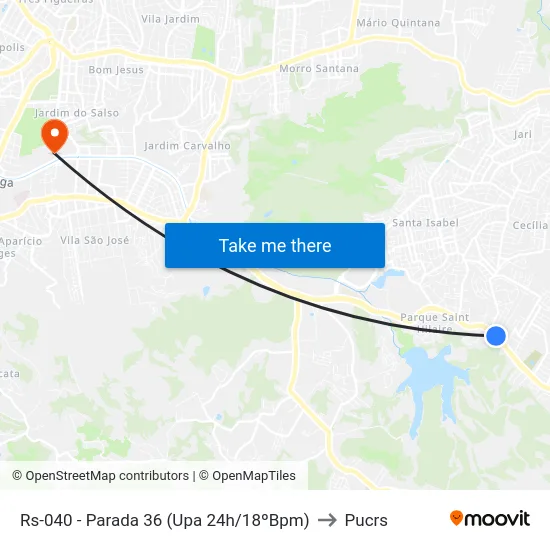 Rs-040 - Parada 36 (Upa 24h/18ºBpm) to Pucrs map