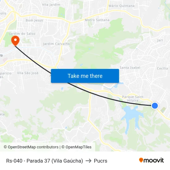 Rs-040 - Parada 37 (Vila Gaúcha) to Pucrs map