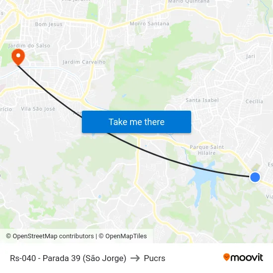 Rs-040 - Parada 39 (São Jorge) to Pucrs map