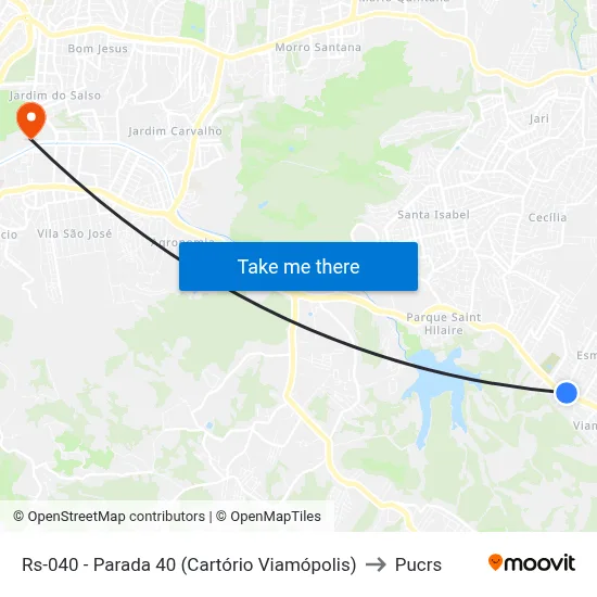 Rs-040 - Parada 40 (Cartório Viamópolis) to Pucrs map