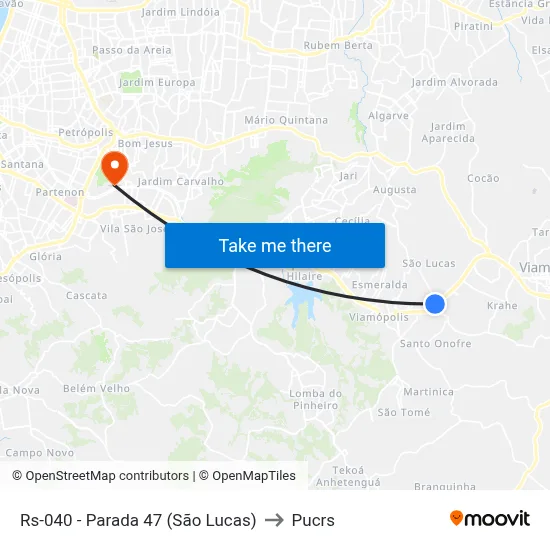 Rs-040 - Parada 47 (São Lucas) to Pucrs map