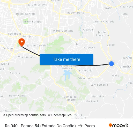 Rs-040 - Parada 54 (Estrada Do Cocão) to Pucrs map