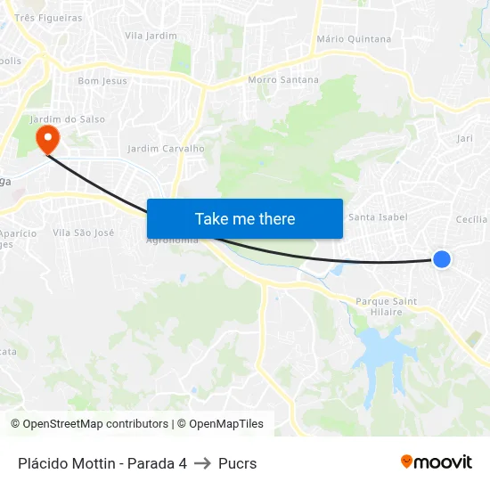 Plácido Mottin - Parada 4 to Pucrs map