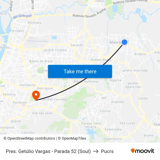 Pres. Getúlio Vargas - Parada 52 (Soul) to Pucrs map