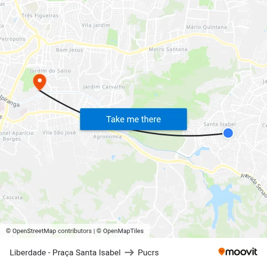 Liberdade - Praça Santa Isabel to Pucrs map