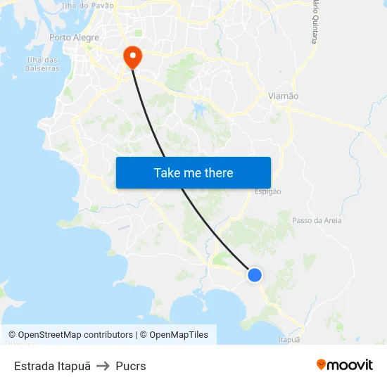Estrada Itapuã to Pucrs map