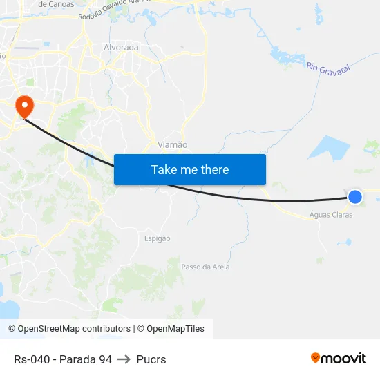 Rs-040 - Parada 94 to Pucrs map