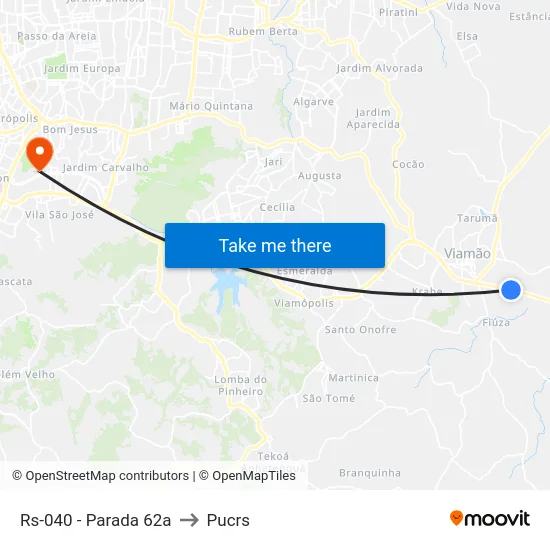 Rs-040 - Parada 62a to Pucrs map