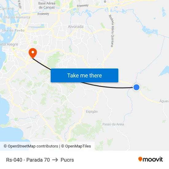 Rs-040 - Parada 70 to Pucrs map
