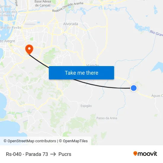 Rs-040 - Parada 73 to Pucrs map