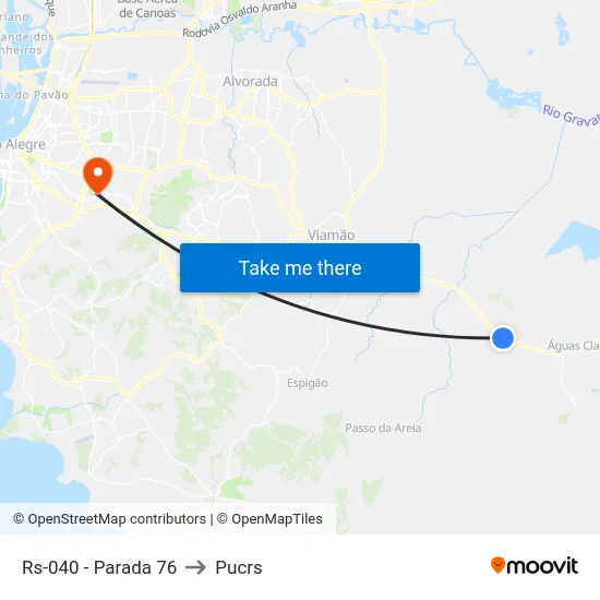 Rs-040 - Parada 76 to Pucrs map