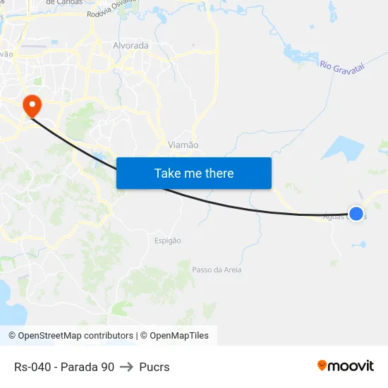 Rs-040 - Parada 90 to Pucrs map