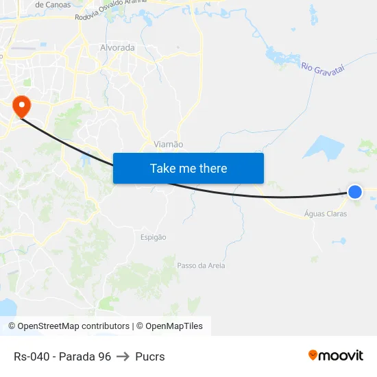Rs-040 - Parada 96 to Pucrs map