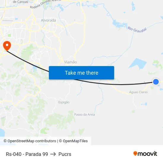 Rs-040 - Parada 99 to Pucrs map