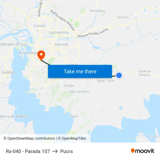 Rs-040 - Parada 107 to Pucrs map