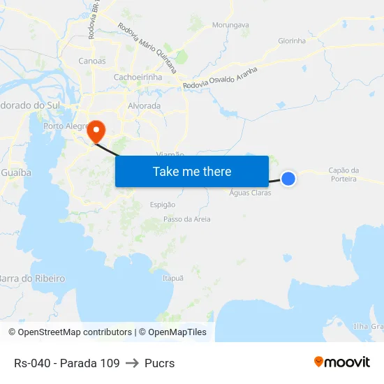 Rs-040 - Parada 109 to Pucrs map