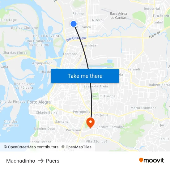 Machadinho to Pucrs map