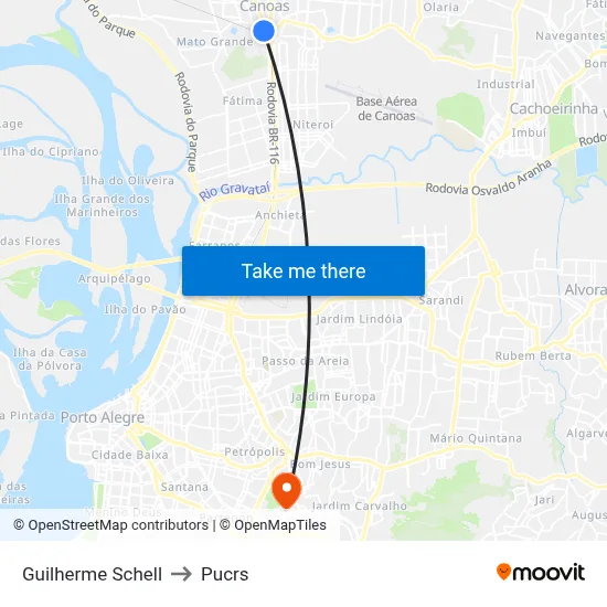 Guilherme Schell to Pucrs map