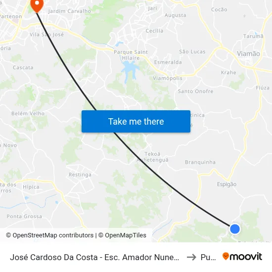 José Cardoso Da Costa - Esc. Amador Nunes Da Rocha to Pucrs map