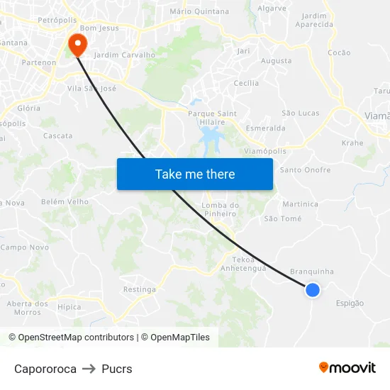 Capororoca to Pucrs map