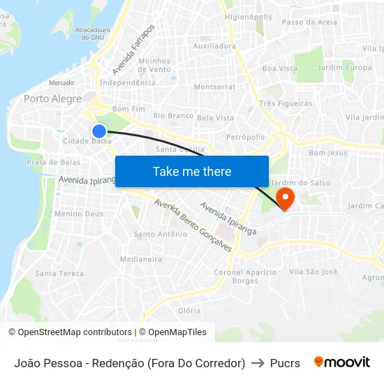 João Pessoa - Redenção (Fora Do Corredor) to Pucrs map