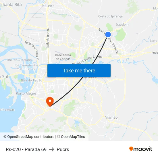 Rs-020 - Parada 69 to Pucrs map