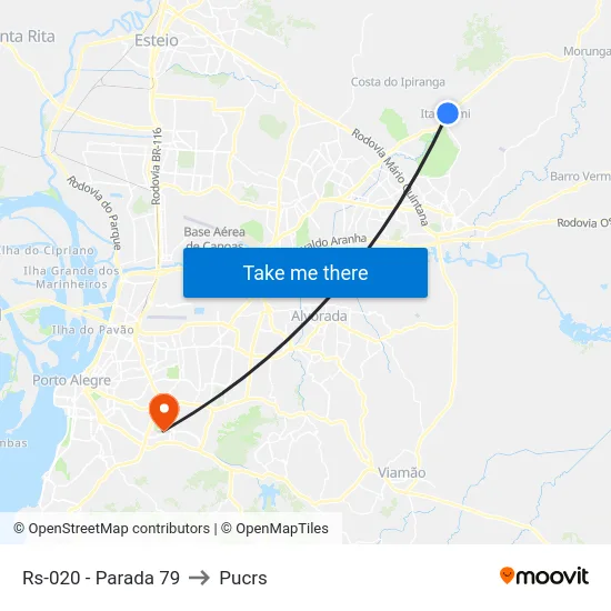 Rs-020 - Parada 79 to Pucrs map