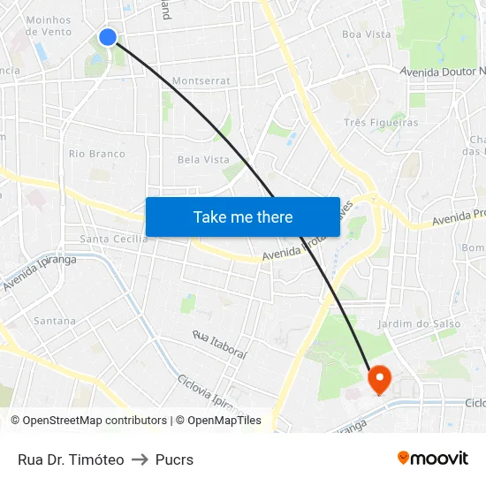 Rua Dr. Timóteo to Pucrs map