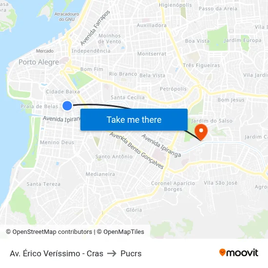 Av. Érico Veríssimo - Cras to Pucrs map