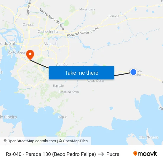 Rs-040 - Parada 130 (Beco Pedro Felipe) to Pucrs map