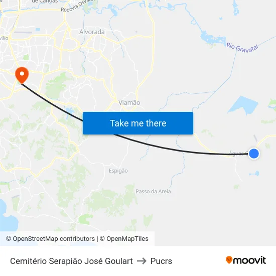 Cemitério Serapião José Goulart to Pucrs map
