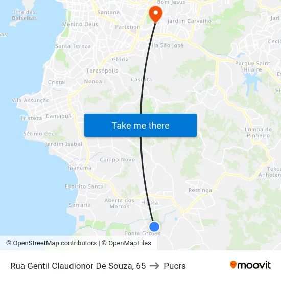 Rua Gentil Claudionor De Souza, 65 to Pucrs map