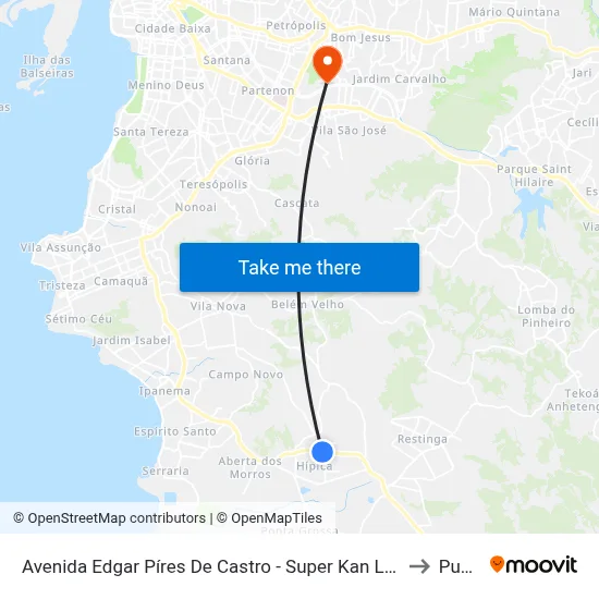 Avenida Edgar Píres De Castro - Super Kan Lotação to Pucrs map