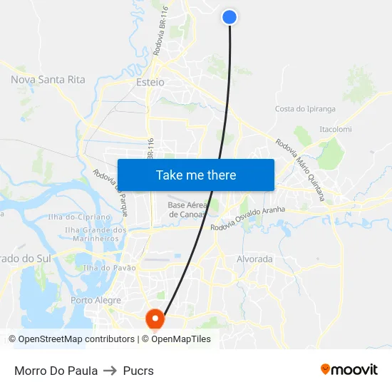 Morro Do Paula to Pucrs map