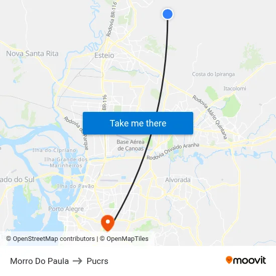 Morro Do Paula to Pucrs map