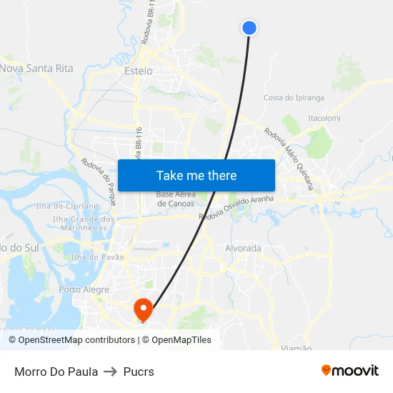 Morro Do Paula to Pucrs map