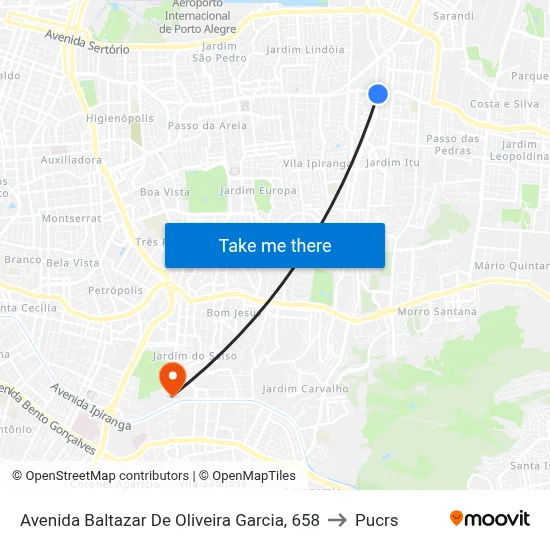 Avenida Baltazar De Oliveira Garcia, 658 to Pucrs map