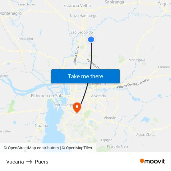 Vacaria to Pucrs map