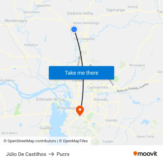 Júlio De Castilhos to Pucrs map
