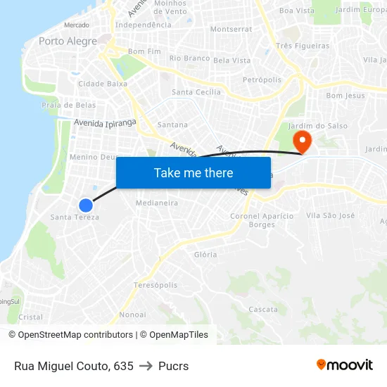 Rua Miguel Couto, 635 to Pucrs map
