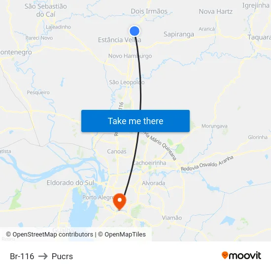 Br-116 to Pucrs map