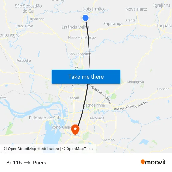 Br-116 to Pucrs map