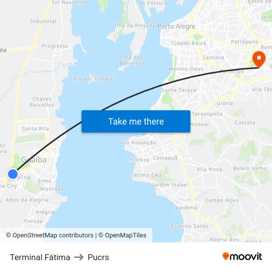 Terminal Fátima to Pucrs map