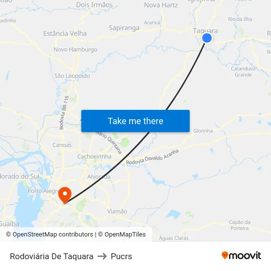 Rodoviária De Taquara to Pucrs map
